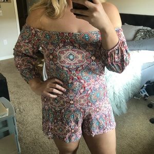 Off the Shoulder Colorful Romper